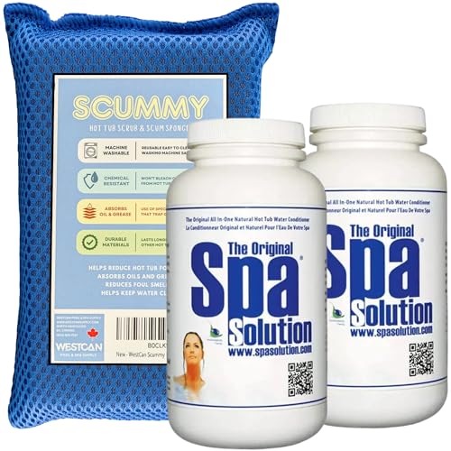 (2) VIP Spa Solution & Free Hot Tub Scum Sponge | Natural Enzyme-Based | Non-Toxic | Non-Allergenic | Eco-Friendly
