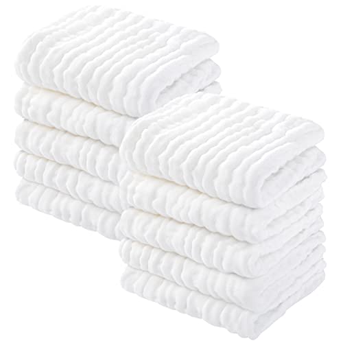 Yoofoss Muslin Baby Washcloths 10-Pack Soft Cotton Towels