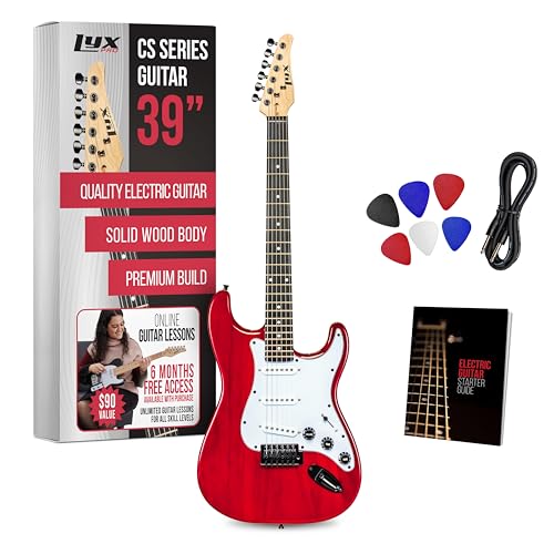 LyxPro CS 39" Electric Guitar VIP Bundle - Red