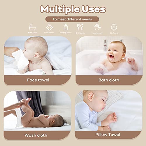 Yoofoss Muslin Baby Washcloths 10-Pack Soft Cotton Towels