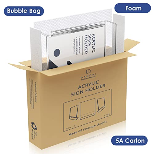 danoni 6 Pack Extra Durable Clear Acrylic Menu Stand