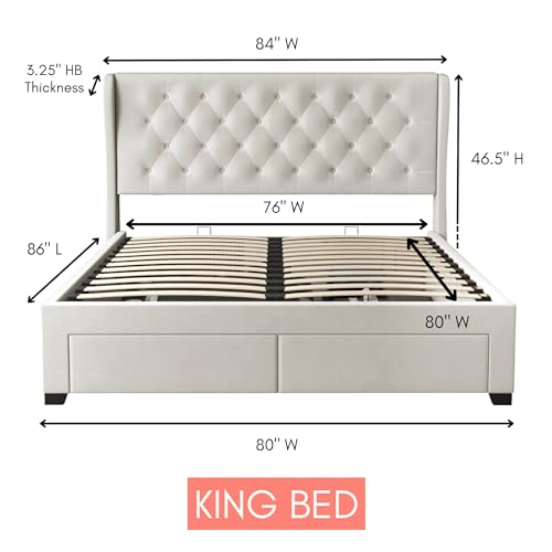 Aykah Velvet Upholstered Tufted Storage Bed with Drawers