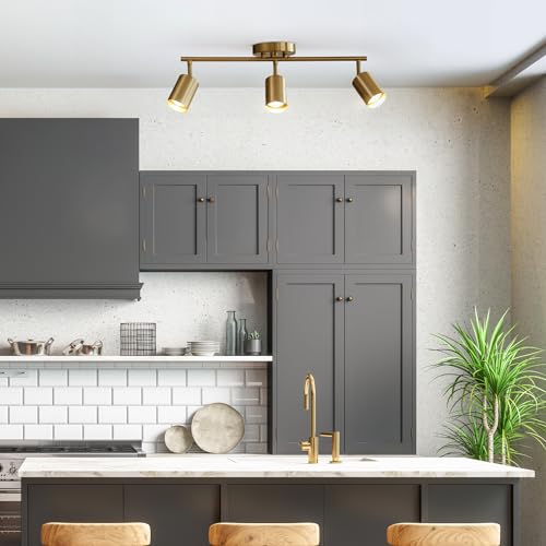 Elegant Pivoting 3-Light Track Lighting in Matte Brass