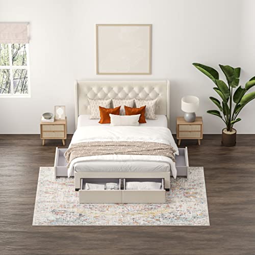 Aykah Velvet Upholstered Tufted Storage Bed with Drawers
