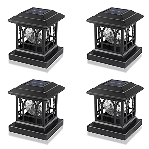 Cracked Glass Bulb Solar Post Cap Lights Set