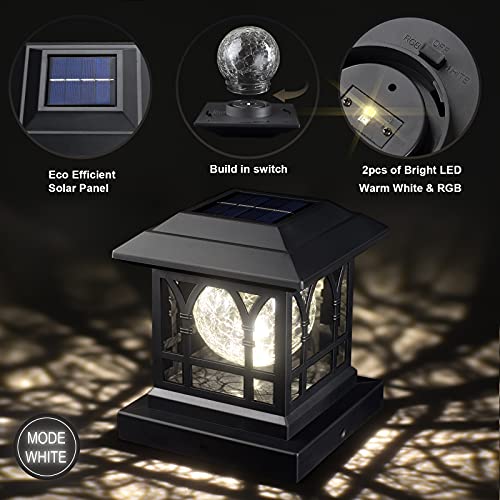 Cracked Glass Bulb Solar Post Cap Lights Set