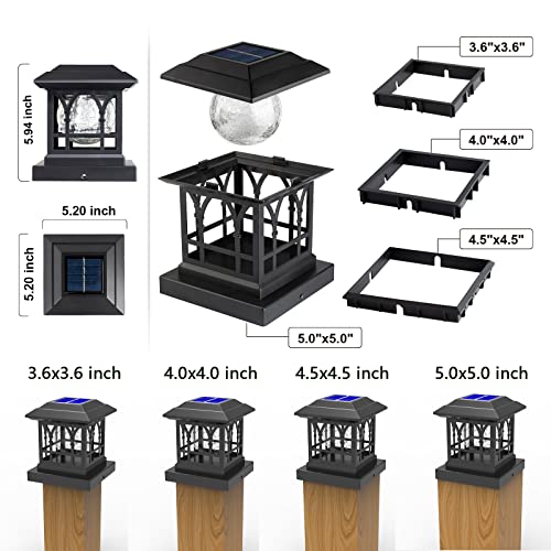 Cracked Glass Bulb Solar Post Cap Lights Set