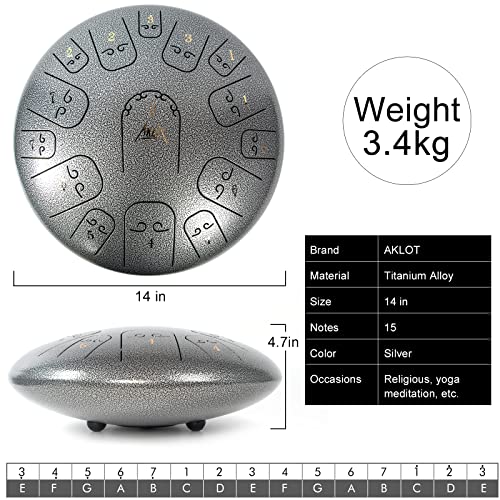 AKLOT 14 inch Steel Tongue Drum for Adults