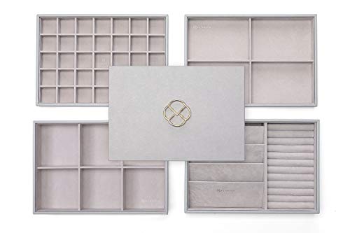 Vlando Miller Stackable Jewelry Tray Organizer - Multi-Purpose, Grey