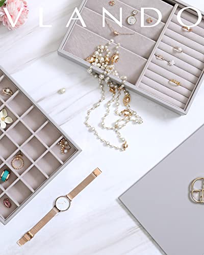 Vlando Miller Stackable Jewelry Tray Organizer - Multi-Purpose, Grey