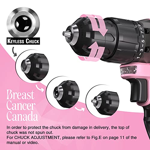 VIP Pink Cordless Drill Set with Charger & Bag