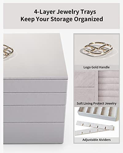 Vlando Miller Stackable Jewelry Tray Organizer - Multi-Purpose, Grey