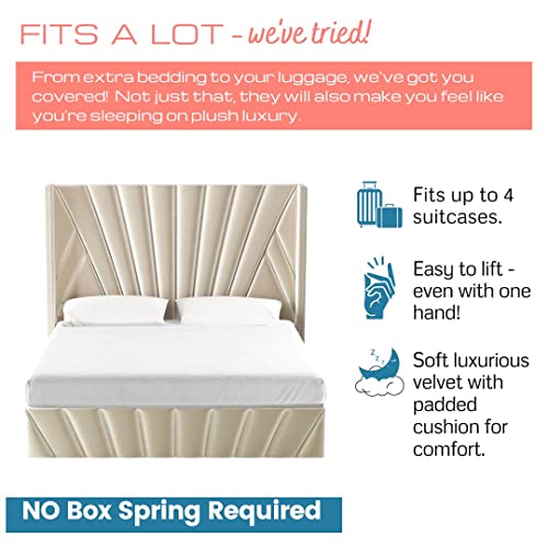 Velvet Queen Bed Frame with High Headboard, Modern Design