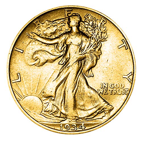 Gold Layered Silver Moneyclip with Walking Liberty Half Dollar