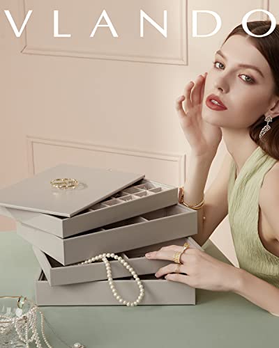 Vlando Miller Stackable Jewelry Tray Organizer - Multi-Purpose, Grey