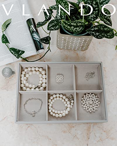 Vlando Miller Stackable Jewelry Tray Organizer - Multi-Purpose, Grey