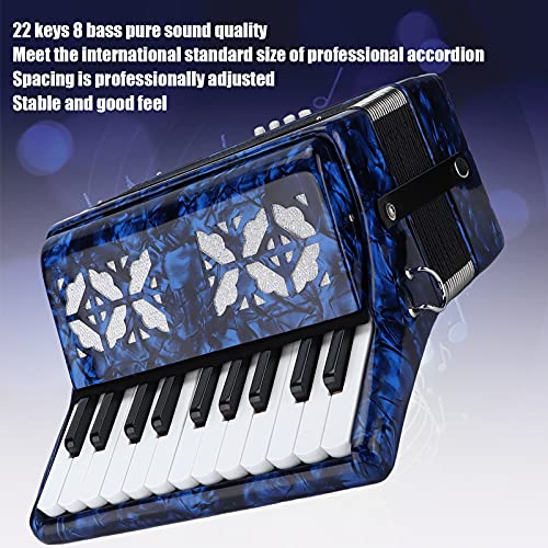 Accordion with 22 Keys and 8 Bass, Adjustable Strap