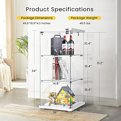 VIVOHOME 3-Layer Lockable Display Cabinet Showcase Counter