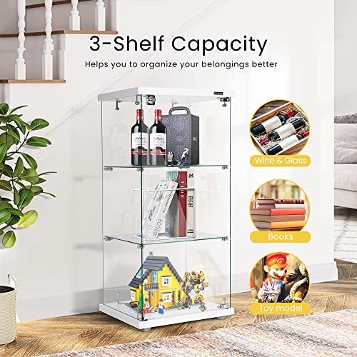VIVOHOME 3-Layer Lockable Display Cabinet Showcase Counter