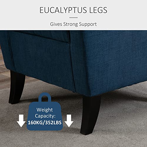 VIP Blue Fabric Accent Chair with Wood Legs