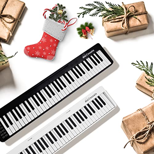 Cossain 61 Key Folding Piano with Wood Texture