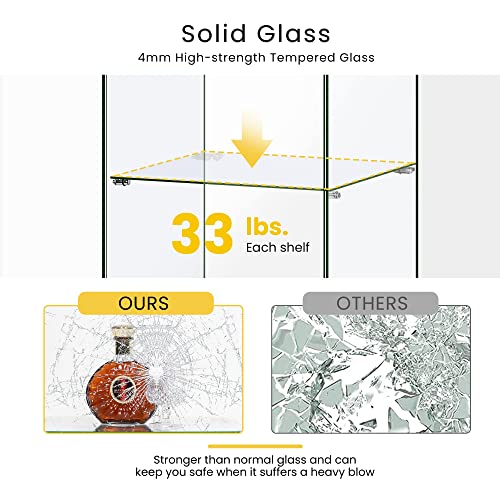 VIVOHOME 3-Layer Lockable Display Cabinet Showcase Counter