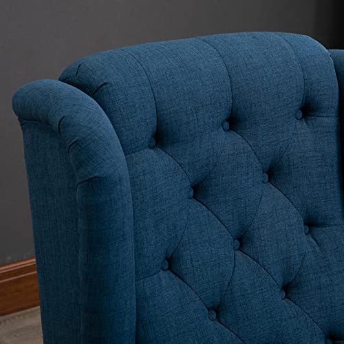 VIP Blue Fabric Accent Chair with Wood Legs