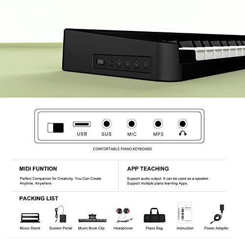 Cossain 61 Key Folding Piano with Wood Texture