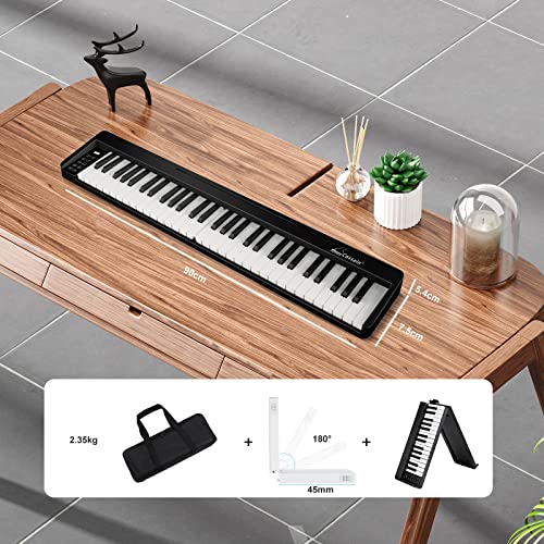 Cossain 61 Key Folding Piano with Wood Texture