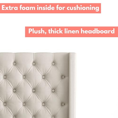 VIP Beige Upholstered Tufted Storage Bed, Queen Size