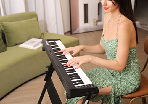 Cossain 61 Key Folding Piano with Wood Texture