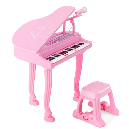 HONEY JOY Kids 31-Key Mini Grand Piano, Pink