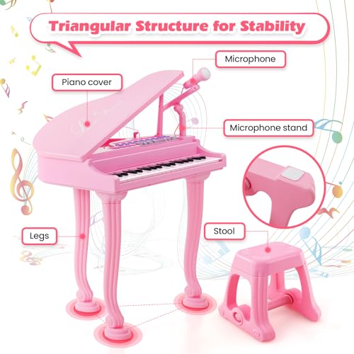 HONEY JOY Kids 31-Key Mini Grand Piano, Pink