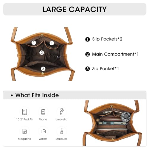 Kattee Luxury Leather Tote for Women, Magnetic Closure