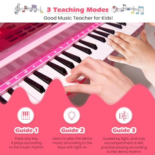 HONEY JOY Kids 31-Key Mini Grand Piano, Pink
