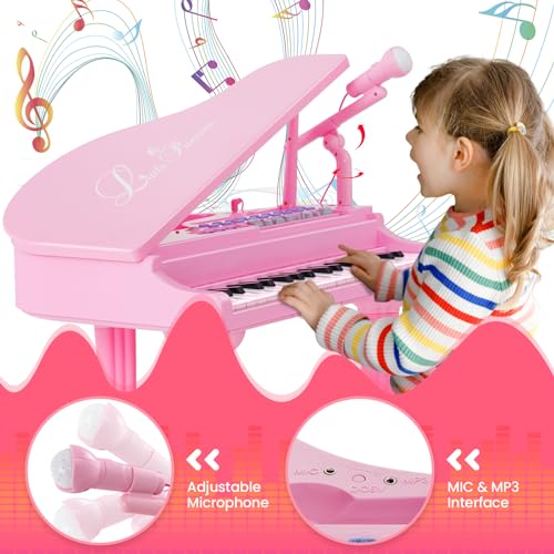 HONEY JOY Kids 31-Key Mini Grand Piano, Pink