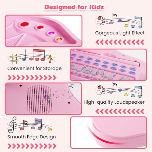 HONEY JOY Kids 31-Key Mini Grand Piano, Pink