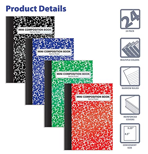 VIP Mini Composition Books Bundle: Narrow Ruled, Marble Covers