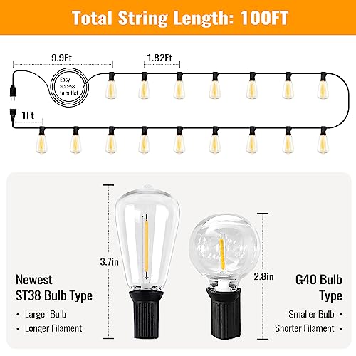 50+2 LED Edison Bulb String Lights for VIP Outdoor Parties