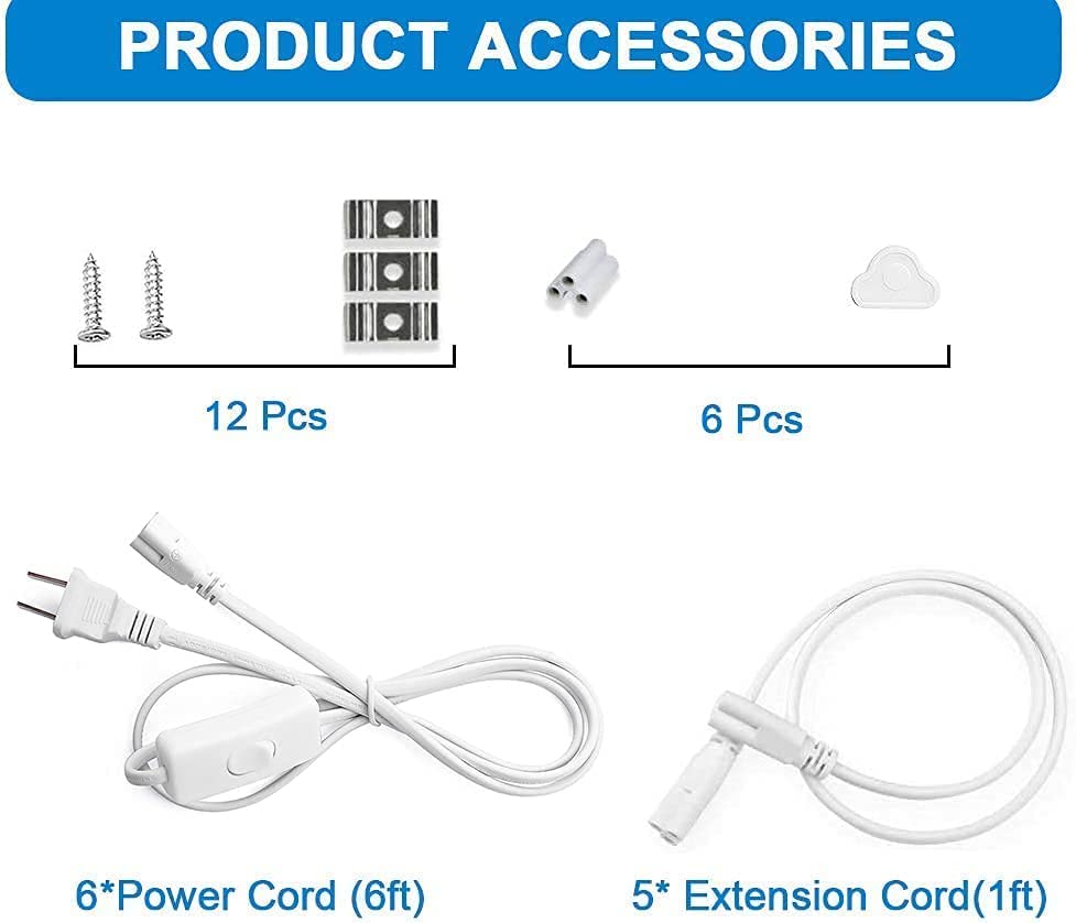 Super Bright LED Shop Lights, 6 Pack, ETL Listed