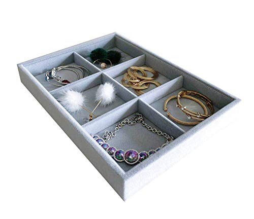 Grey velvet jewelry organizer with 6-stackable grids VIP