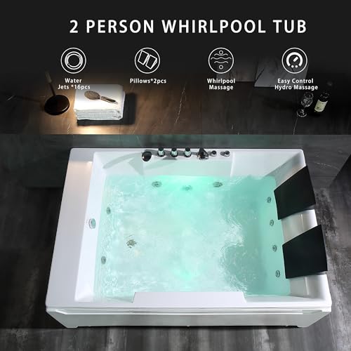 Empava 72" Acrylic Double Ended Whirlpool Bathtub White
