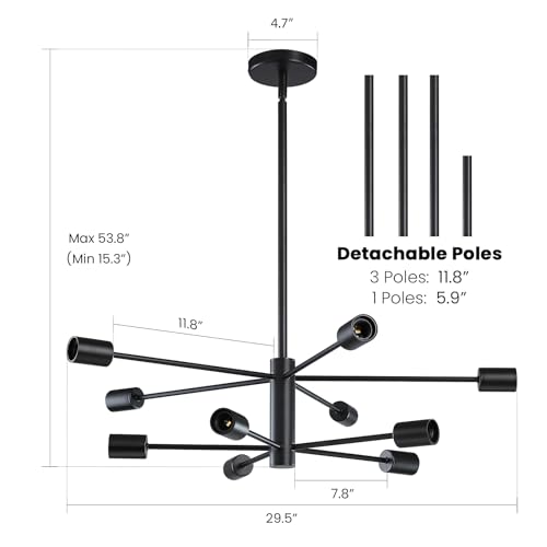 Modern Black Sputnik Chandelier for VIP Dining Room