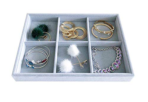 Grey velvet jewelry organizer with 6-stackable grids VIP