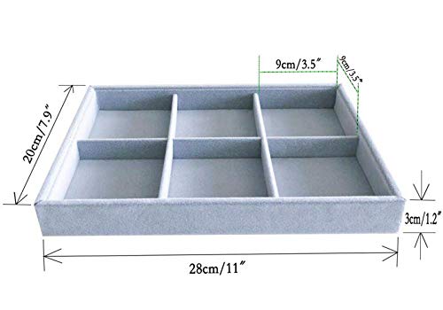 Grey velvet jewelry organizer with 6-stackable grids VIP