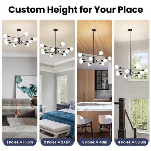 Modern Black Sputnik Chandelier for VIP Dining Room