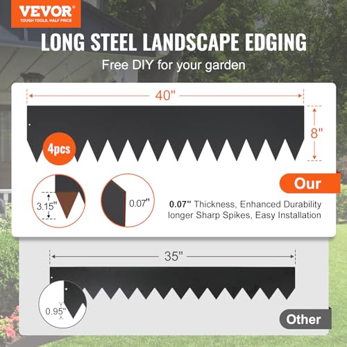 VEVOR Steel Landscape Edging Border, 4-Pack 40"x8
