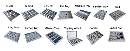 Grey velvet jewelry organizer with 6-stackable grids VIP