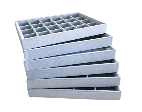 Grey velvet jewelry organizer with 6-stackable grids VIP