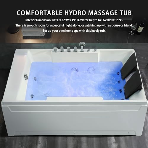 Empava 72" Acrylic Double Ended Whirlpool Bathtub White